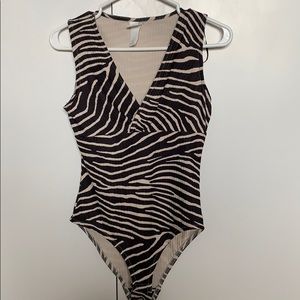 H&M Body Suit Tank Top with Zebra Print